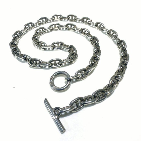 画像1: 7.5mm Marine Chain & Quarter Clasic T-bar Necklace  (1)