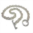 画像1: Half Textured Small Oval Chain Links Necklace [Platinum Finish] (1)