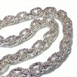 画像4: Half Textured Small Oval Chain Links Necklace [Platinum Finish] (4)