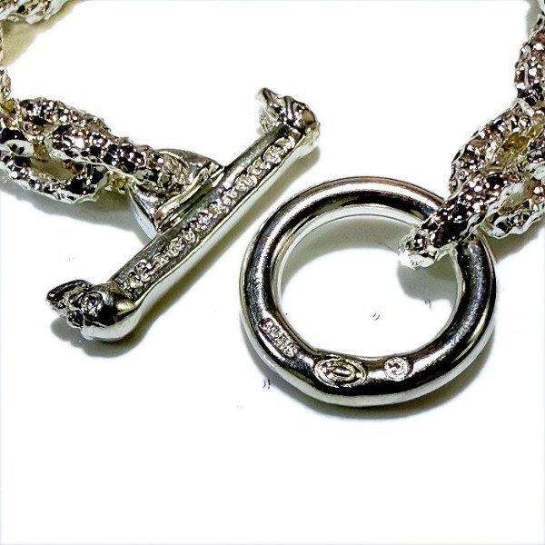 画像3: Half Textured Small Oval Chain Links Necklace [Platinum Finish] (3)