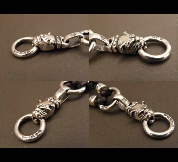 画像5: Quarter Bulldog & ２Quarter Skulls braid leather necklace (5)