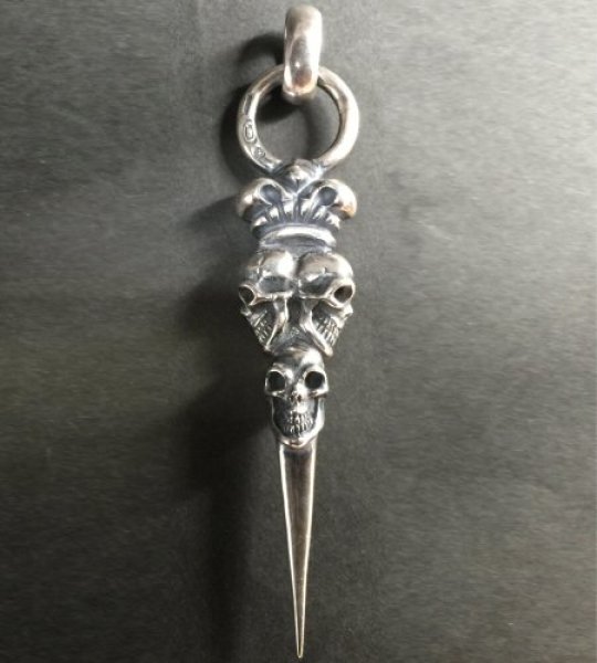 画像3: Triple Skull With Crown Dagger Pendant (3)