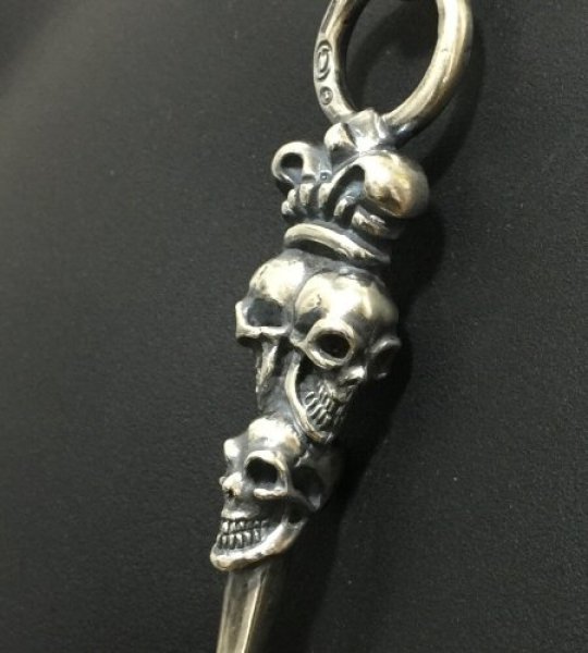 画像11: Triple Skull With Crown Dagger Pendant (11)