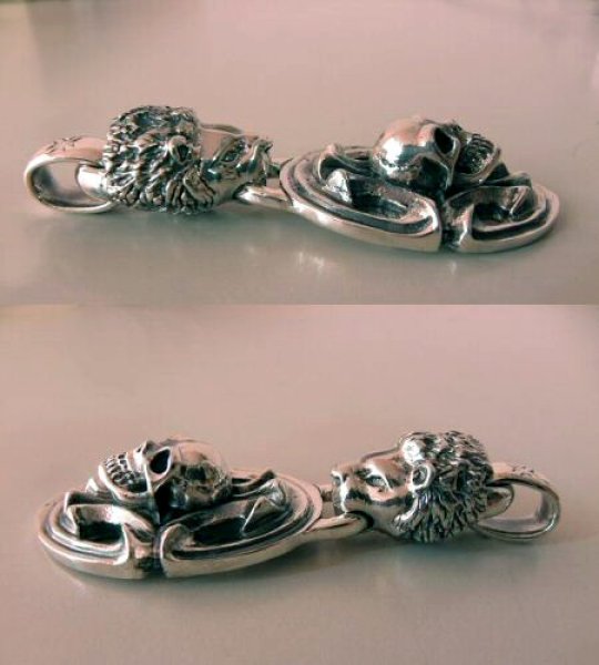 画像5: Lion & Sculpted Oval On Skull Pendant (5)