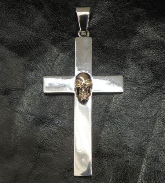 画像3: Gold Skull On Plain Cross Pendant (Small) (3)