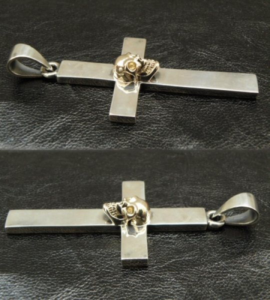 画像5: Gold Skull On Plain Cross Pendant (Small) (5)