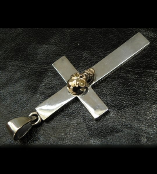 画像7: Gold Skull On Plain Cross Pendant (Small) (7)