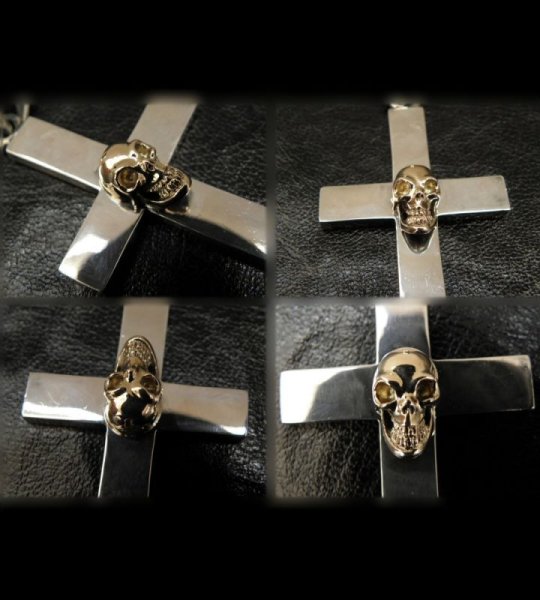 画像8: Gold Skull On Plain Cross Pendant (Small) (8)