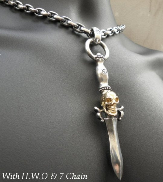画像10: Gold Skull On Dagger With H.W.O Pendant (10)