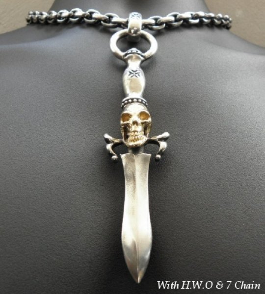 画像15: Gold Skull On Dagger With H.W.O Pendant (15)