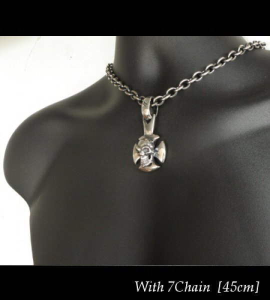 画像11: Skull On Round Cross Pendant (11)