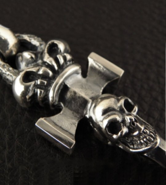 画像3: Crown Single Skull Dagger Square Bottom With Chiseled Loop & H.W.O Pendant (3)