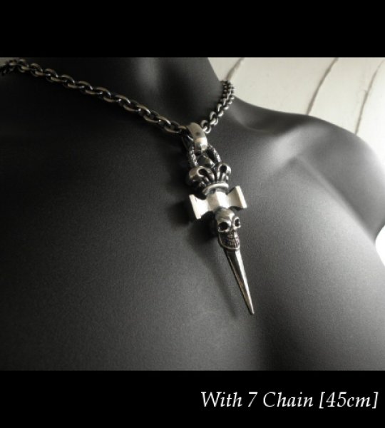 画像14: Crown Single Skull Dagger Square Bottom With Chiseled Loop & H.W.O Pendant (14)