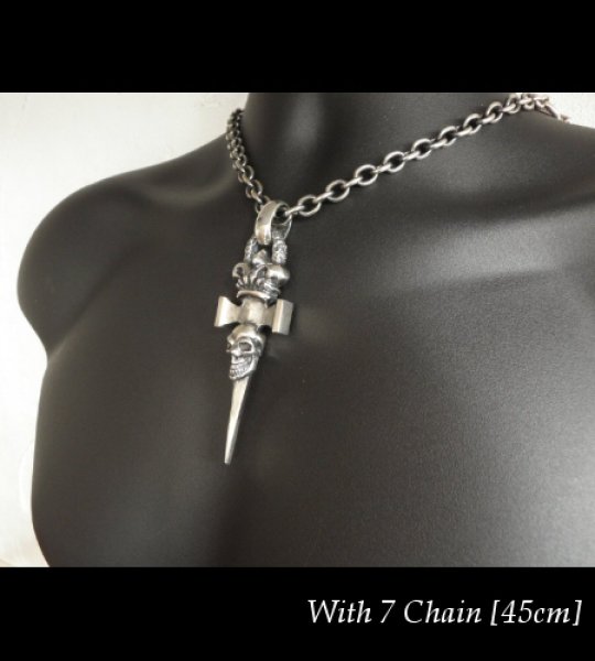 画像12: Crown Single Skull Dagger Square Bottom With Chiseled Loop & H.W.O Pendant (12)