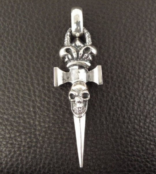 画像11: Crown Single Skull Dagger Square Bottom With Chiseled Loop & H.W.O Pendant (11)