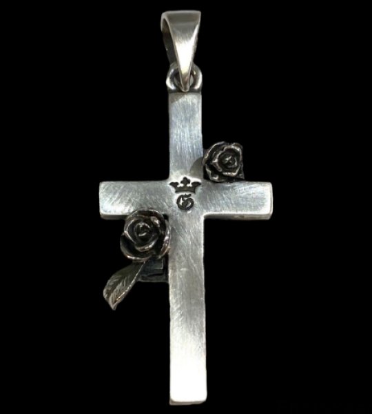 画像1: Plain Cross With Rose Pendant [Large] (1)