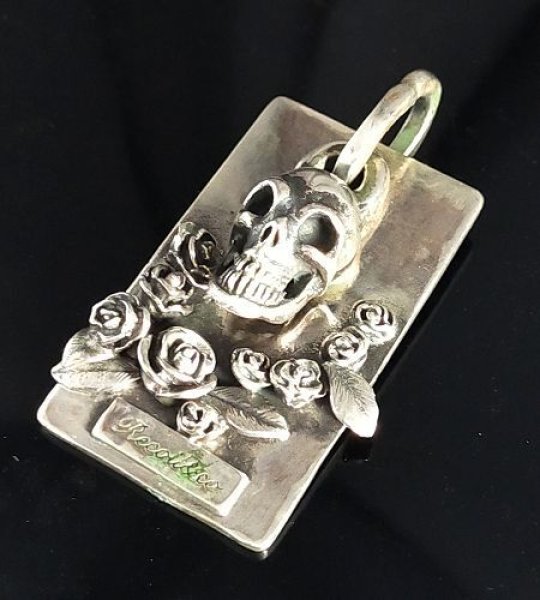 画像11: Single Skull With Rose Dog Tag (11)