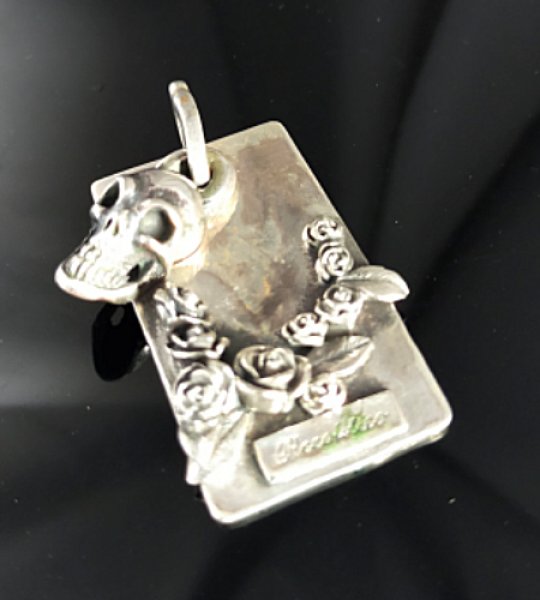画像5: Single Skull With Rose Dog Tag (5)