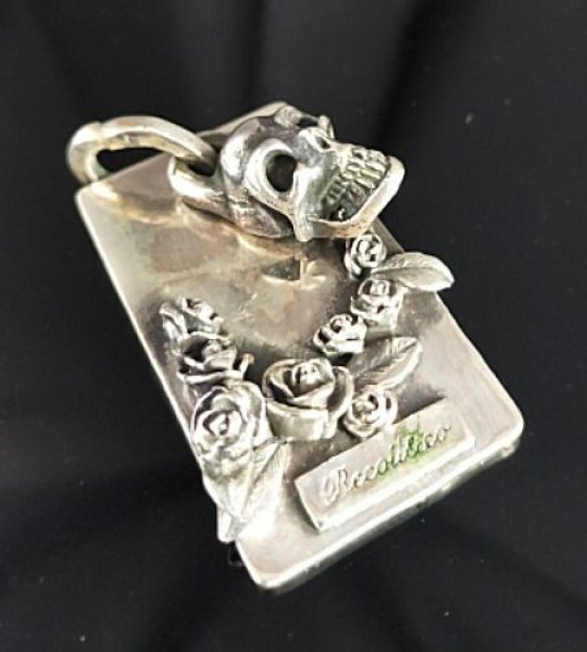画像4: Single Skull With Rose Dog Tag (4)
