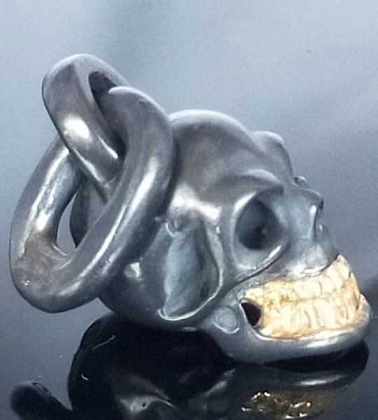 画像13: Single Skull With Pure Gold Wrap Teeth Pendant (13)