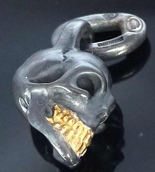 画像8: Single Skull With Pure Gold Wrap Teeth Pendant (8)