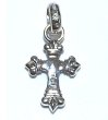 画像2: 1/16  Long 4 Heart Crown Cross With H.W.O Pendant [Platinum finish] (2)