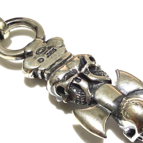 画像9: Half Triple Skull Dagger With Crown Round Bottom Pendant (9)