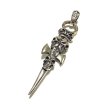 画像1: Half Triple Skull Dagger With Crown Round Bottom Pendant (1)