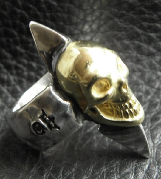 画像2: 18k Gold Skull With Spike Ring (2)