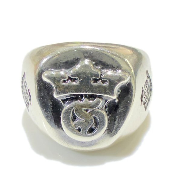 画像1: Raised G & Crown Signet Pinky Ring (1)