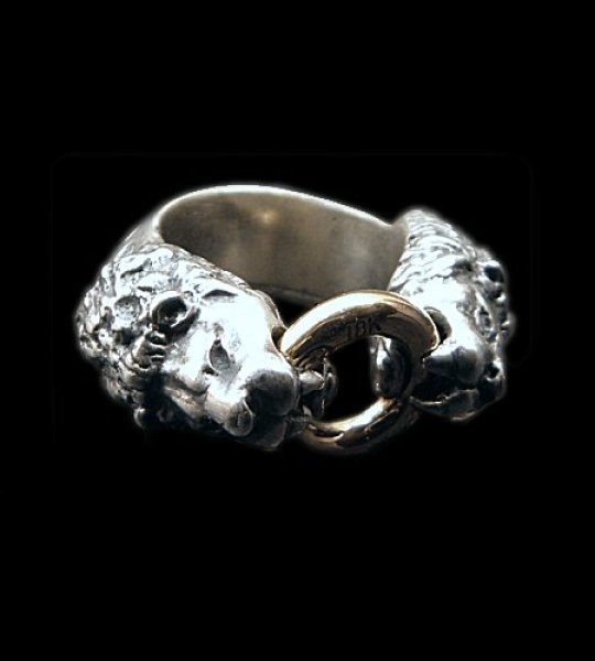 画像1: 18k Gold Ring With Quarter Lion Triangle Wire Bangle Ring (1)