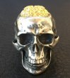 画像3: 10K Gold Pure Gold Matt Finish Brains Large Skull Full Head Ring (3)