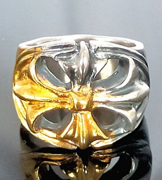 画像1: Pure Gold Wrap Ｍedium Cross Oval Roll Ring (1)