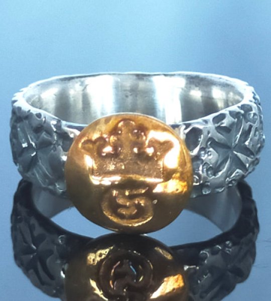 画像1: Pure Gold Wrap G&Crown Chiseled H.W.O Ring (1)