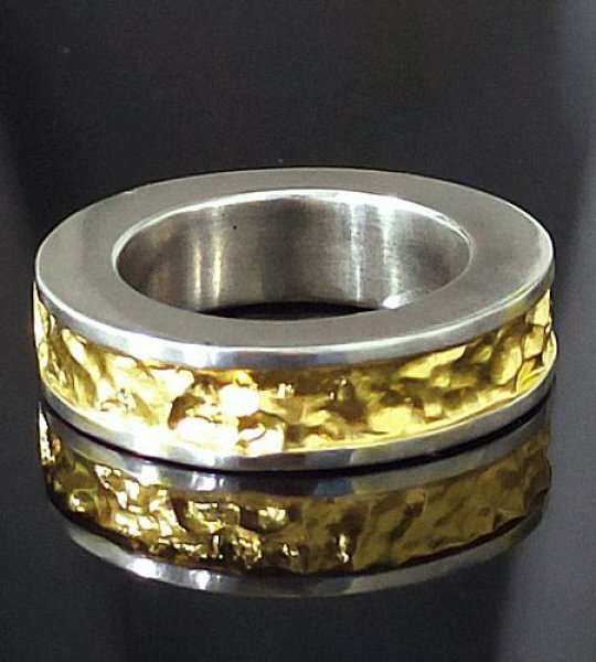 画像5: Pure Gold Wrap 7.5 x 4.5mm Wide Side Flat Chiseled Reel Ring (5)