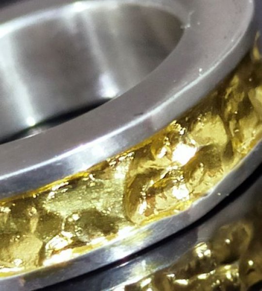 画像2: Pure Gold Wrap 7.5 x 4.5mm Wide Side Flat Chiseled Reel Ring (2)