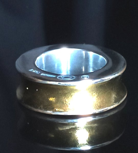 画像1: Pure Gold Wrap 10 x 6mm Wide Bolo Neck Smooth Reel Ring (1)