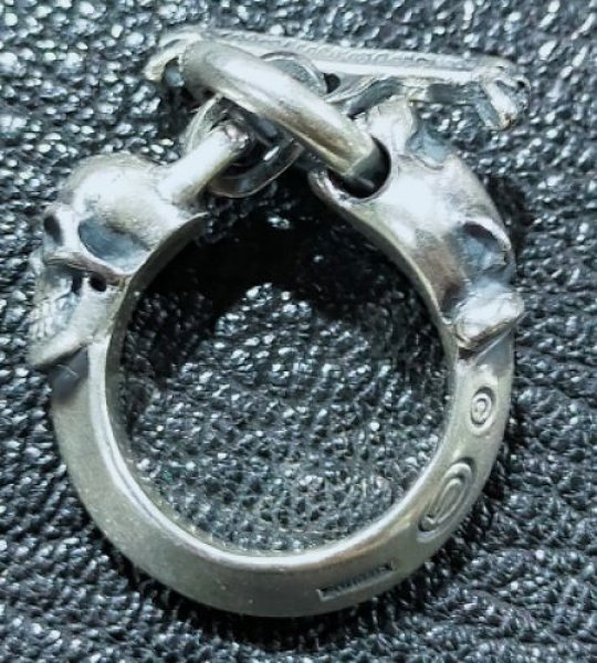 画像1: Panther With Skull Triangle Wire O-ring & T-bar Ring (1)