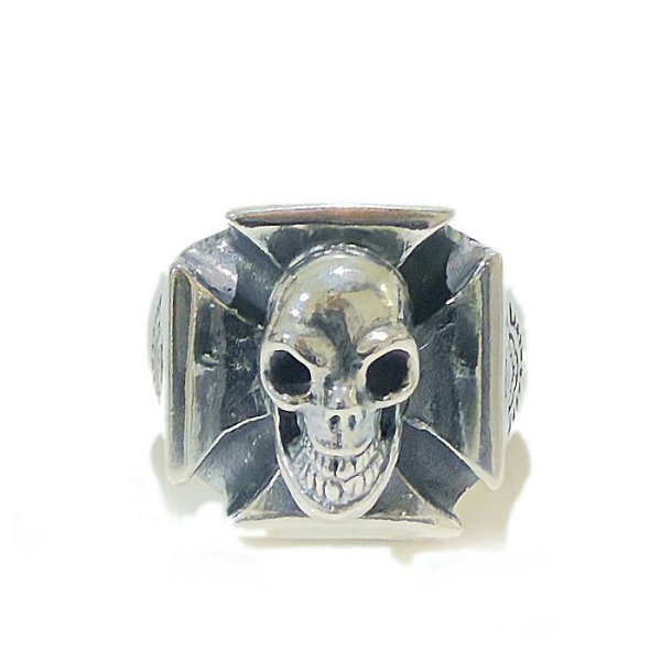 画像2: Skull On Iron Cross Ring (2)