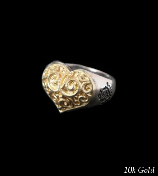 画像1: Gold Heart On Silver Ring (1)