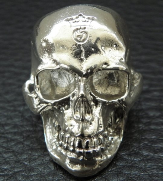画像2: Large Skull Ring With Jaw Platinum Finish (2)
