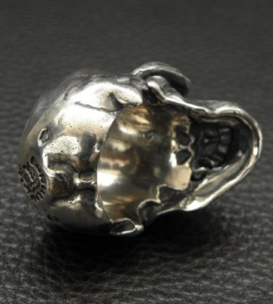 画像4: Large Skull Full Head Up Word Face Solid Silver Ring (4)