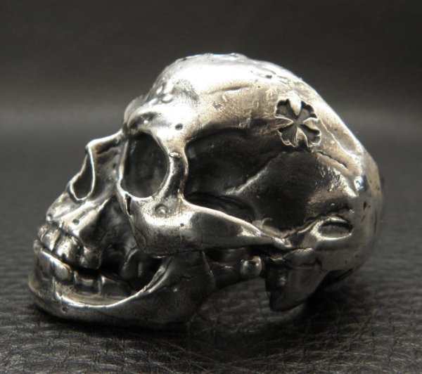画像15: Large Skull Full Head Up Word Face Solid Silver Ring (15)