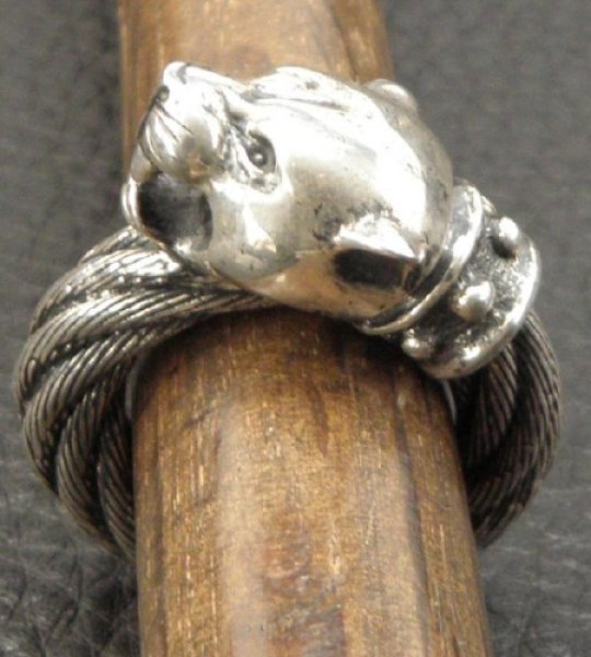 画像9: Half Panther Bolo Neck Cable Wire Bangle Ring (9)