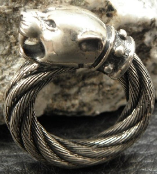 画像8: Half Panther Bolo Neck Cable Wire Bangle Ring (8)