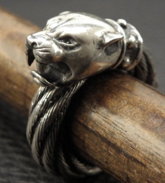 画像6: Half Panther Bolo Neck Cable Wire Bangle Ring (6)