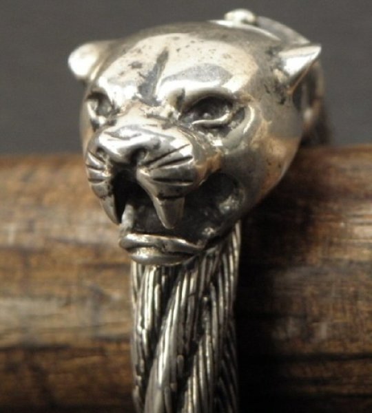 画像4: Half Panther Bolo Neck Cable Wire Bangle Ring (4)