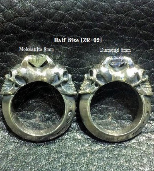 画像12: Half Size Devil Skull Triangle Wire Bangle Diamond Ring (12)