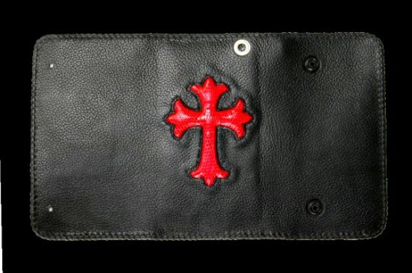 画像3: Lizard Cross Inlay Buffalo Long Wallet (3)