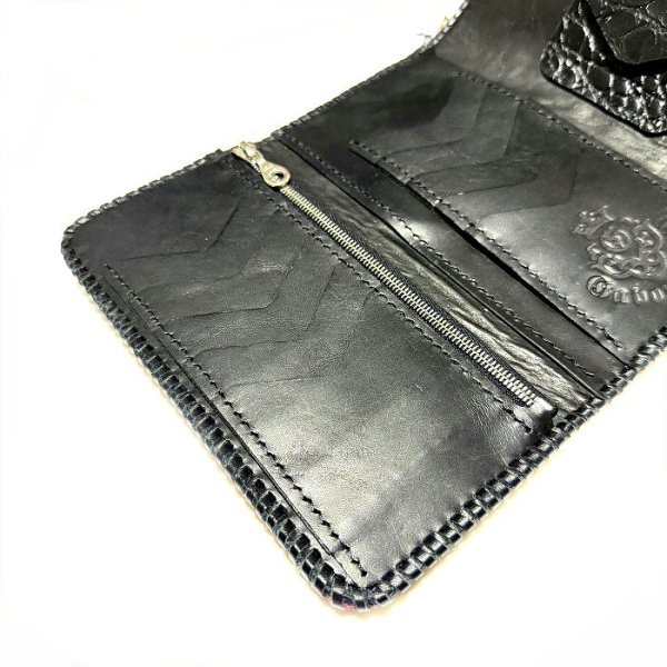 画像10: Crocodile Flank Cross Inlay Elephant Wallet (10)